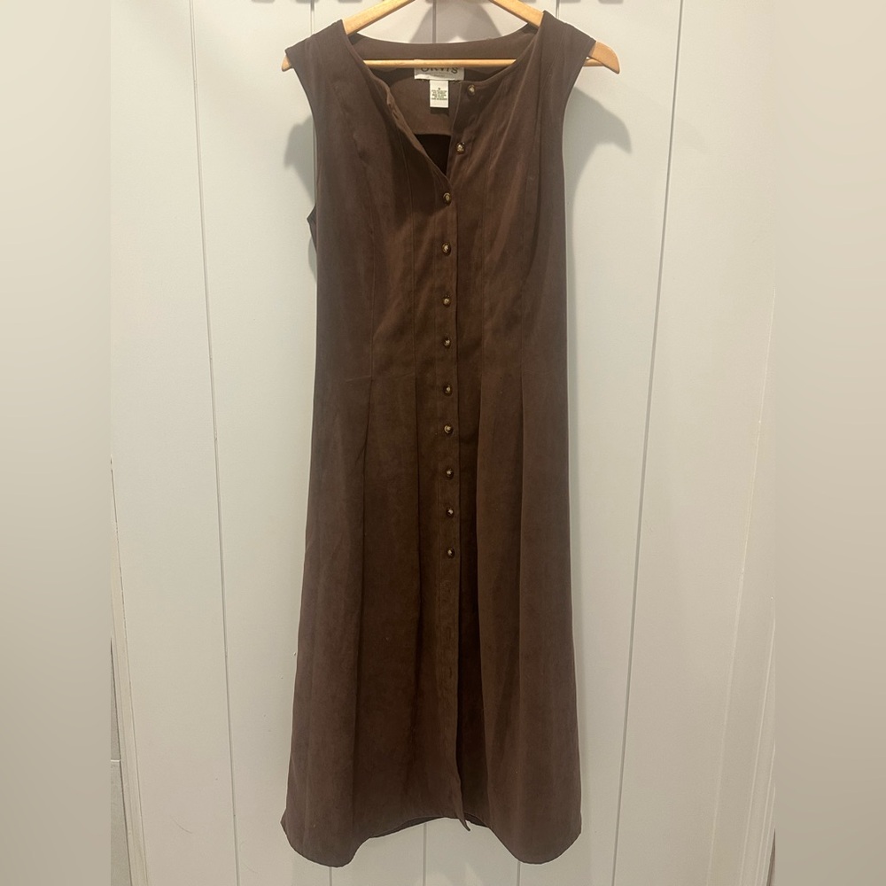 Orvis Brown Sleeveless Button-Front Maxi Dress